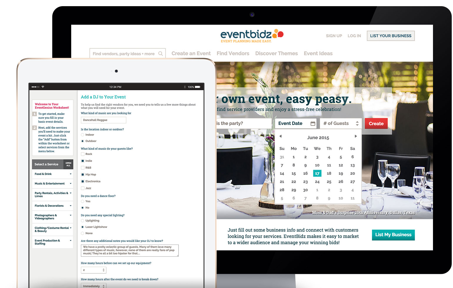 Screenshot of the EventGenius worksheet for adding an event listing to the website